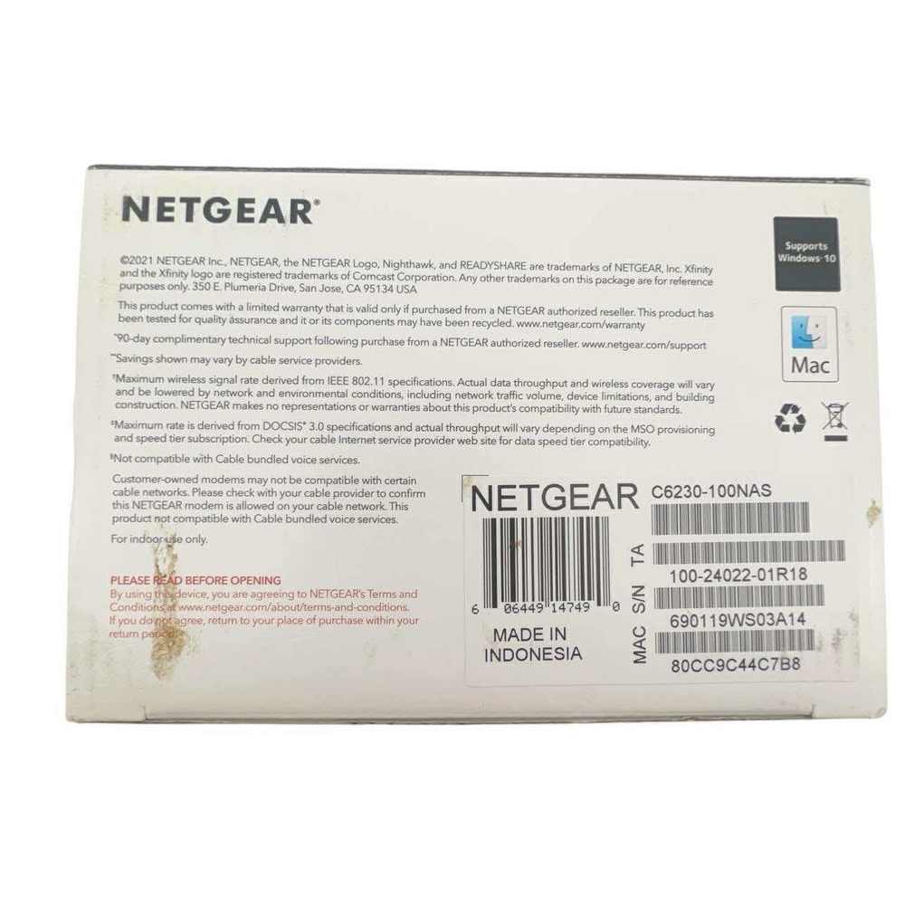 NETGEAR AC1200 WiFi Cable Modem Router C6230 DOCSIS 3.0 Dual Band Gigabit NEW - Picture 8 of 13